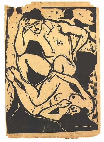 Ernst Ludwig Kirchner Nacked couple on a couch Germany oil painting art
